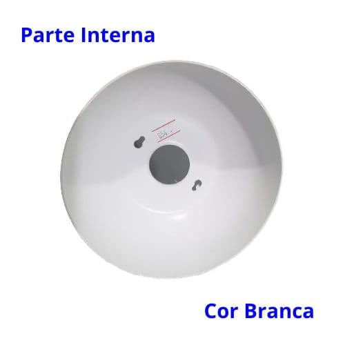 CANOPLA SUPERIOR P/VENTILADOR DE TETO VOLARE - ALUMÍNIO BRANCA - BASE ARREDONDADA - DIAM 14,5CM - ENCAIXE HASTE 3,5CM - foto 1 de 3