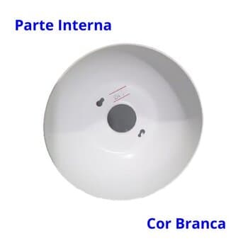 CANOPLA SUPERIOR P/VENTILADOR DE TETO VOLARE - ALUMÍNIO BRANCA - BASE ARREDONDADA - DIAM 14,5CM - ENCAIXE HASTE 3,5CM