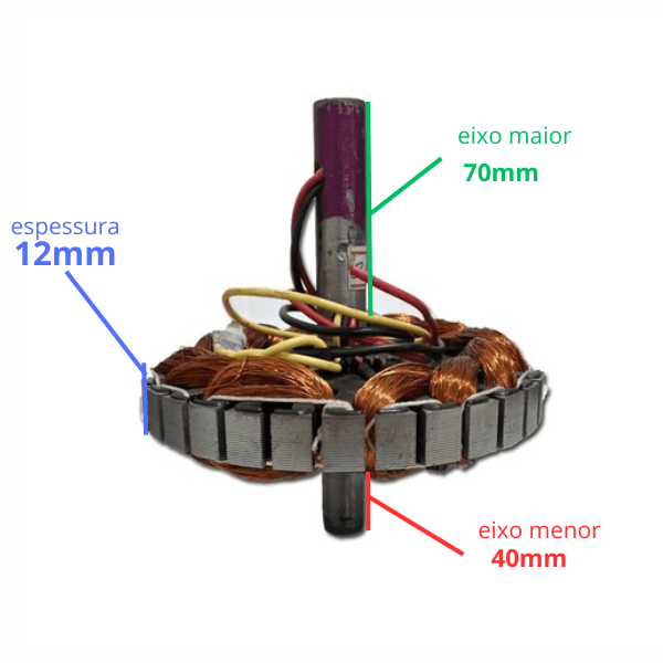 ESTATOR BOBINADO MOTOR VENTILADOR TETO CICLONE 220V 03,0UF - EIXO 12,0MM COM ROSCA P/LUMINÁRIA - foto 1 de 3