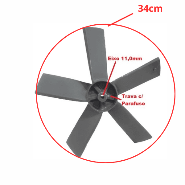 HELICE P/EXAUSTOR 37CM VENTISOL 5P METAL PAS ALU ENCAIXE EIXO-11,0MM PRD C/CUBO - FIXAR C/PARAF LATERAL - EX SP 37 PIN - 5PAS - foto 1 de 2