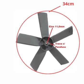 HELICE P/EXAUSTOR 37CM VENTISOL 5P METAL PAS ALU ENCAIXE EIXO-11,0MM PRD C/CUBO - FIXAR C/PARAF LATERAL - EX SP 37 PIN - 5PAS