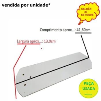 PÁ HÉLICE P/VENTILADOR DE TETO TRON ANTIGO GARRA GRANDE - COR BRANCA MDF RETA - VENDIDA P/UNIDADE - MEDIDA L13 X C42CM *SALDÃO