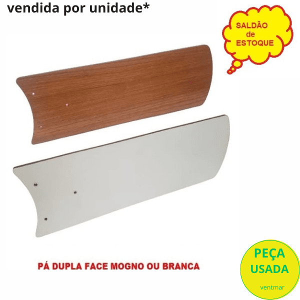 PÁ HÉLICE P/VENTILADOR DE TETO ALISEU - ALISEU ICE COR BRANCA/MOGNO DUPLA FACE - *VENDIDA P/UNIDADE - *SALDÃO SEMI-NOVA - foto 1 de 2