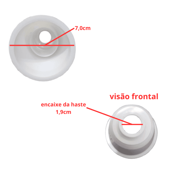 Canopla Copinho Plástico Inferior Ventilador de Teto Loren Sid Cor Branco + Serve P/outros Modelos - DIÂMETRO 7CM - ENCAIXE EM HASTE 1,9CM - foto 1 de 2