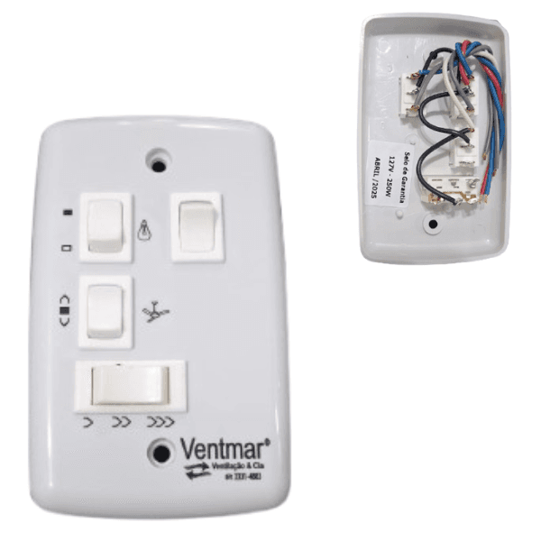 Chave P/ventilador de Teto R2Luz 3Vel *sem Capacitor C/reversão + 2-Teclas Luz - * Apenas Espelho 4X2 4-Teclas + Sem Capacitor* - foto 1 de 1