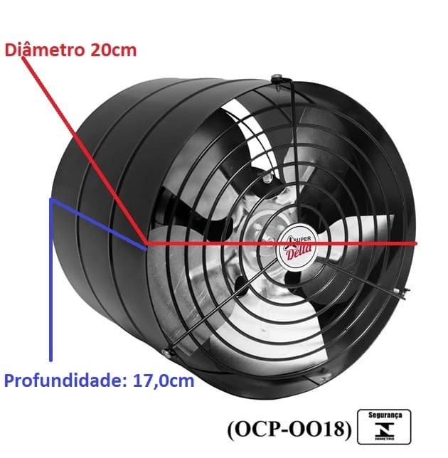 Exaustor de 20cm VENTI-DELTA Bivolts Alta Rotação 3400rpm Alta Vazao 00900m3/h - Linha Pesada p/Coifas Churrasqueiras Chamines Cabine de Pintura - foto 1 de 3