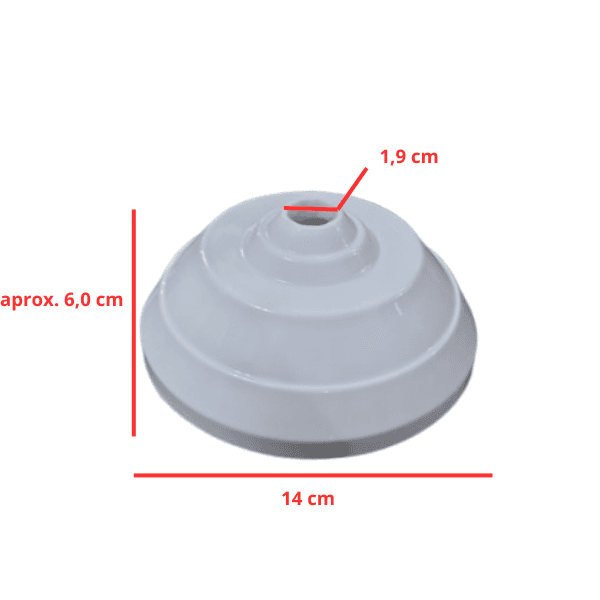 CANOPLA PLASTICA SUPERIOR BRANCA P/VENTILADOR DE TETO LOREN SID - DIAM.14,0CM - CANOPLA ARGE - SERVE P/TRON/ VENTISOL/ VENTI-DELTA, ETC... - foto 1 de 2