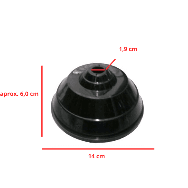 CANOPLA PLASTICA SUPERIOR P/VENTILADOR DE TETO LOREN SID COR PRETA - DIAMETRO 14,0CM - CANOPLA ARGE - SERVE P/TRON/ VENTISOL/ VENTI-DELTA, ETC... - foto 1 de 2