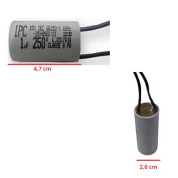 CAPACITOR 001,0UF 2FIOS RD 250VAC - P/VENTILADOR DE TETO - CAP001,0