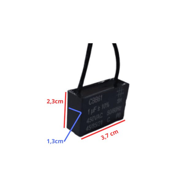 CAPACITOR 001,0UF 2FIOS QD 450VAC - CBB61 - P/VENTILADOR DE TETO - foto 1 de 2