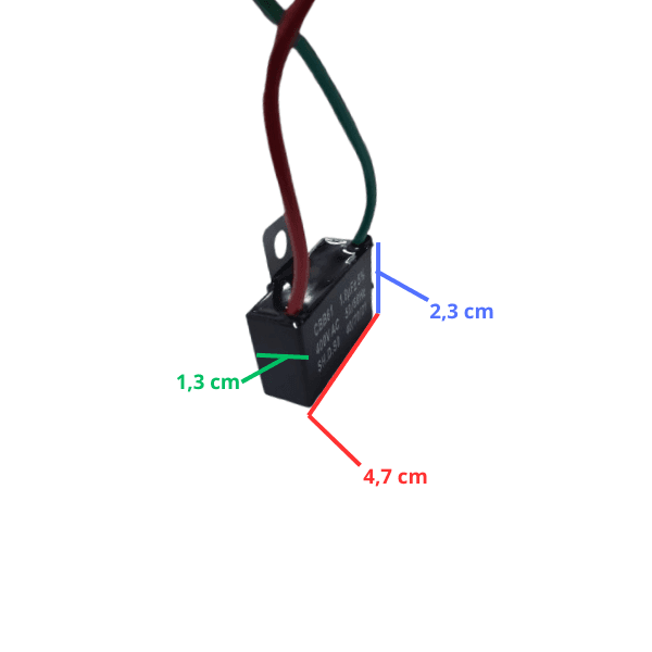 CAPACITOR 001,8UF 2FIOS QD 400VAC CBB61 011521 - P/VENTILADOR DE TETO VENTISOL/ P/EXAUSTOR VENTISOL 50CM 110VOLTS - foto 1 de 2