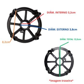 TAMPA CAMPANA DO MOTOR VENTILADOR SOLASTER GOAR 60CM TRASEIRA DIAM.11,6CM - ACAPULCO PRETA