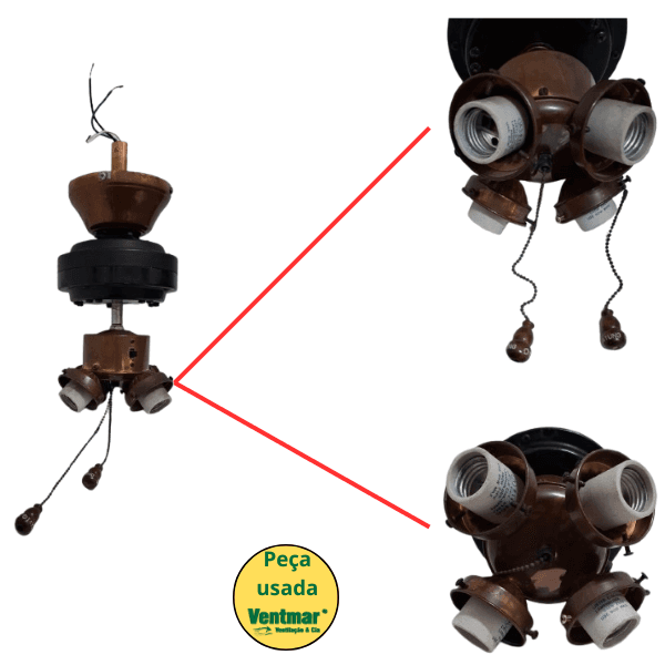 MOTOR VENTILADOR IMPORTADO 110V COR BRONZE - MONTAR C/05-PAS* C/LUMINARIA P/05-TULIPAS* - foto 1 de 3