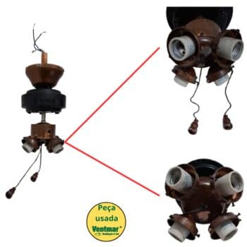 MOTOR VENTILADOR IMPORTADO 110V COR BRONZE - MONTAR C/05-PAS* C/LUMINARIA P/05-TULIPAS*