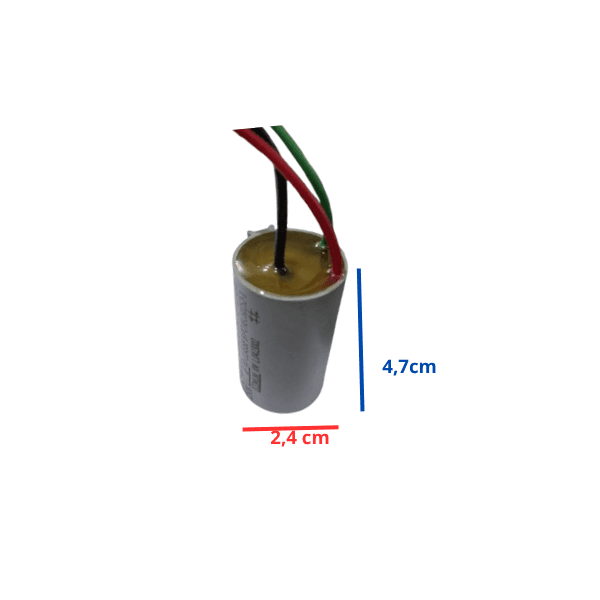 CAPACITOR 012,0UF 3FIOS 5,0+7,0MF RD 250VAC P/VENTILADOR VENTISOL 3VEL - DOMINA OSCILANTE 50CM 127V - foto 1 de 2