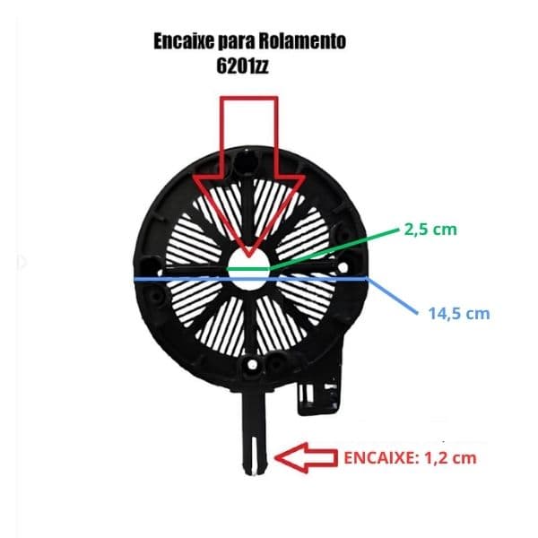 TAMPA CAMPANA DO MOTOR VENTILADOR SOLASTER GOAR 60CM DIANTEIRA DIAM.11,6CM - ACAPULCO PRETA C/PINO MODELO ATUAL USAR C/ROL-6201 - foto 1 de 2