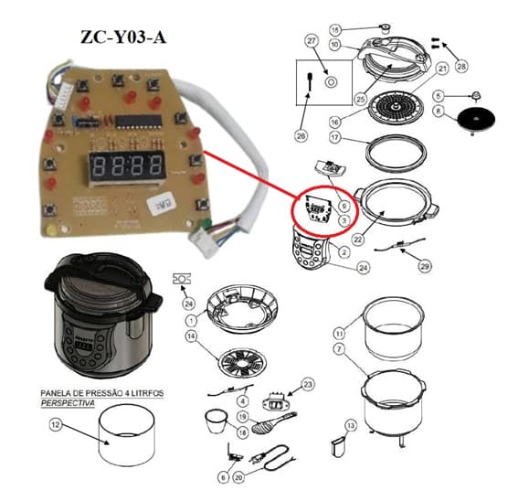 PLACA DE COMANDO BIV110V-220V ZC-Y03-A DISPLAY LED PANELA DE PRESSAO VENTISOL AGRATTO 04LT PED-01/PED-02 - foto 1 de 3