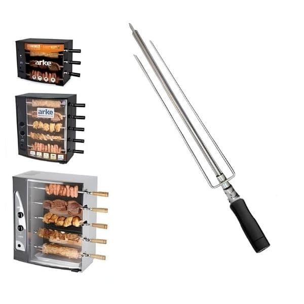 ESPETO P/CHURRASCO - ESPETO TRIPLO ARKE COM ROLDANA PARA ASSADOR ARKE AGR ARKE VITTA ARKE VULCANO - ESPETO TRIPLO VITTA EM INOX - 57CM - foto 1 de 3