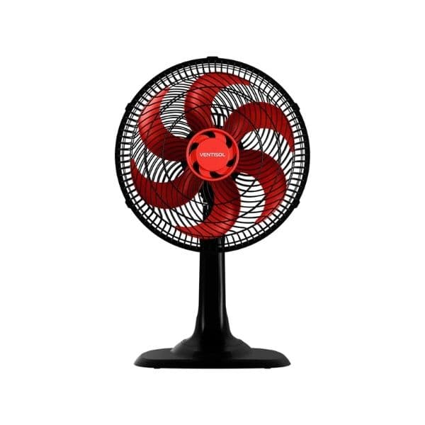 VENTILADOR DE MESA 30CM VENTISOL TURBO 220V 80W PRETO HEL-6PAS VERMELHA - CONTROLE DE VELOCIDADE - VENTILADOR SE ADAPTA P/PAREDE
