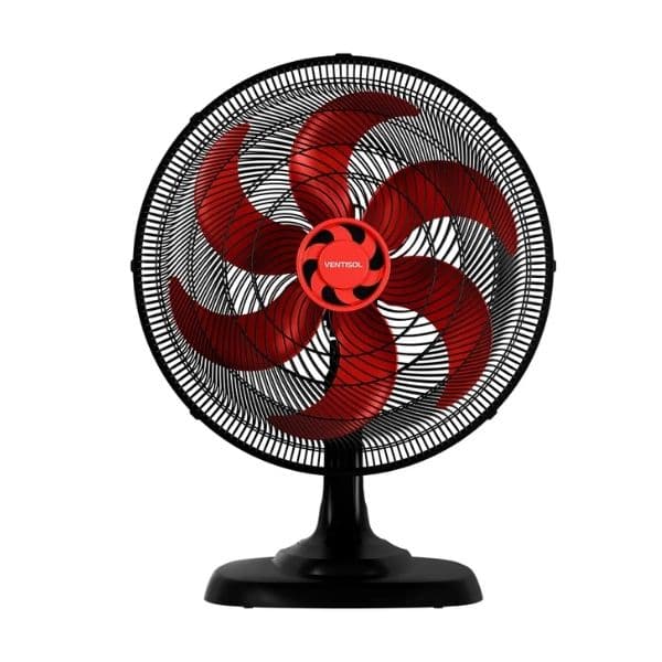 VENTILADOR DE MESA 50CM VENTISOL TURBO 6PÁS 220V 135W PRETO HEL-VERMELHO- CONTROLE DE VELOCIDADE - SE ADAPTA P/PAREDE