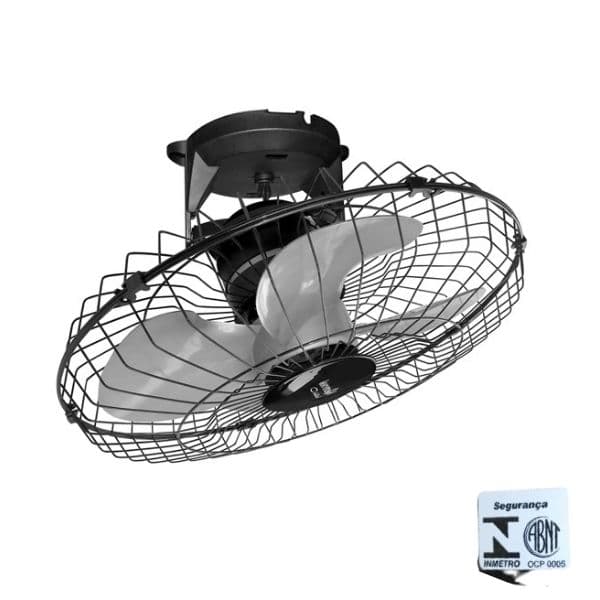 VENTILADOR DE TETO ORBITAL 50CM BIV250W08,5UF LOREN SID TURBO M1 G/MT PRETO 4PÁS - ROTACAO 360-GRAUS - SEM LUMINÁRIA P/AREA GOURMET