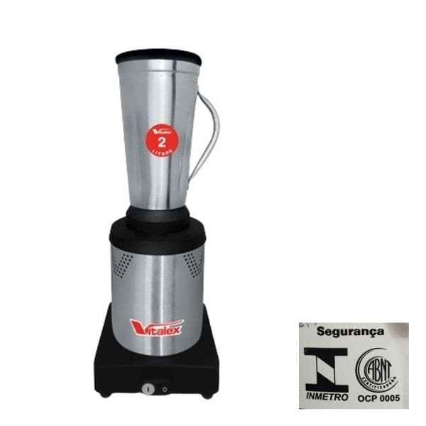 Liquidificador Industrial 02,0LT BR-Baixa Rotação Vitalex BIV680W-Consumo 840W-Potência 3450rpm 1/2cv - Copo Vita Inox 680w/Consumo - LQI-02 (OC005)