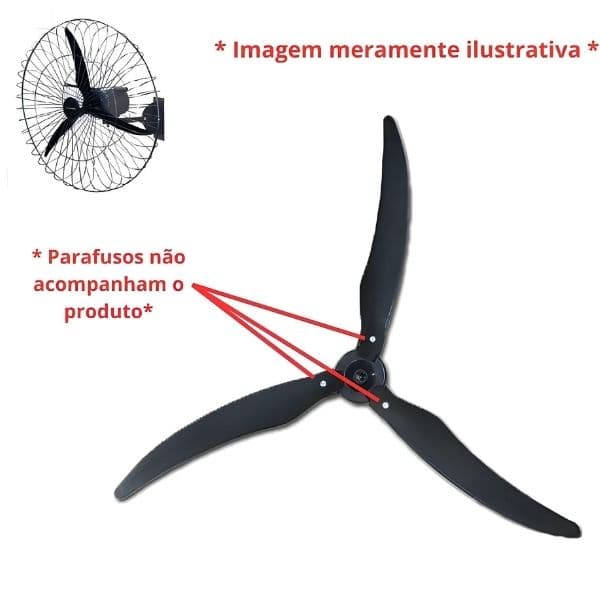 HÉLICE DE 100CM P/VENTILADOR DE 1-METRO VENTISOL AVIÁRIO - KIT C/4-ITENS 1-CUBO CENTRAL F-16MM+3PÁS - MODELO VP1M2
