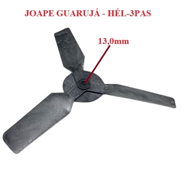 HELICE P/CLIMATIZADOR JOAPE 770 GUARUJÁ 3PAS F13,0MM - MOD.USADA C/PARAFUSO MOD. INJETADA DIRETO - DIAM.57CM - foto 1 de 3