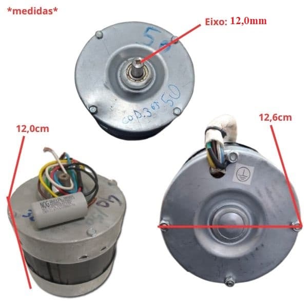 MOTOR P/EXAUSTOR 40CM 50CM VENT AIR VENTAIR LINHA PESADA BIV10,0UF BAIXA ROTACAO 1650RPM ALTA VAZAO 6000/9600M3H EIXO 12,0MM 75DB - foto 1 de 4