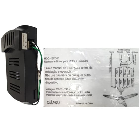 MODULO RECEPTOR DO CONTROLE REMOTO VENTILADOR ALISEU FLOW SLIM SMART MOD-ECO50 110-240V P.MAX.MT-40W P.MAX.LUM-50W - *APENAS O RECEPTOR AUTO-VOLTS P/C - foto 1 de 3