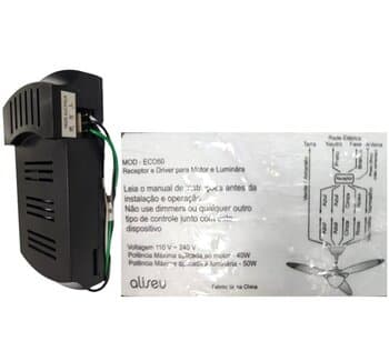 MODULO RECEPTOR DO CONTROLE REMOTO VENTILADOR ALISEU FLOW SLIM SMART MOD-ECO50 110-240V P.MAX.MT-40W P.MAX.LUM-50W - *APENAS O RECEPTOR AUTO-VOLTS P/C