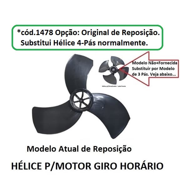 Hélice P/Climatizador Ventisol 3Pás CLI45LT CLI70LT-PRO/PRO2+CLI100LT/PRO2 G/H F12,0MM PML S/TT - MWM M4500 AMVOX ACL6022 CLIMAT CLM-40RT - Original d