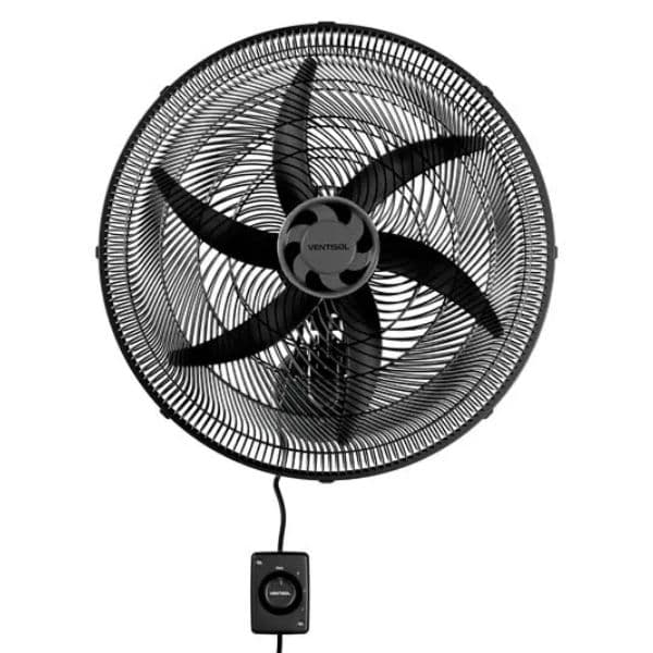 VENTILADOR DE PAREDE 050CM VENTISOL NEW MONTA FÁCIL 110V135W PRETO HEL-6PÁS G/PLASTICA CHAVE ROTATIVA