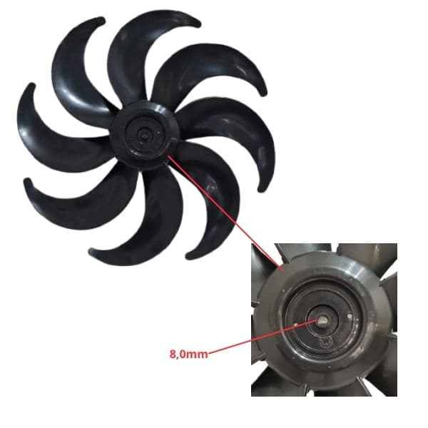 HELICE DE 40CM P/VENTILADOR BRITANIA 40CM 8P PRETA - BVT480 BVT480P - PHILCO PVT490 TURBO - E-08,0MM PML S/TRAVA TRASEIRA - foto 1 de 2