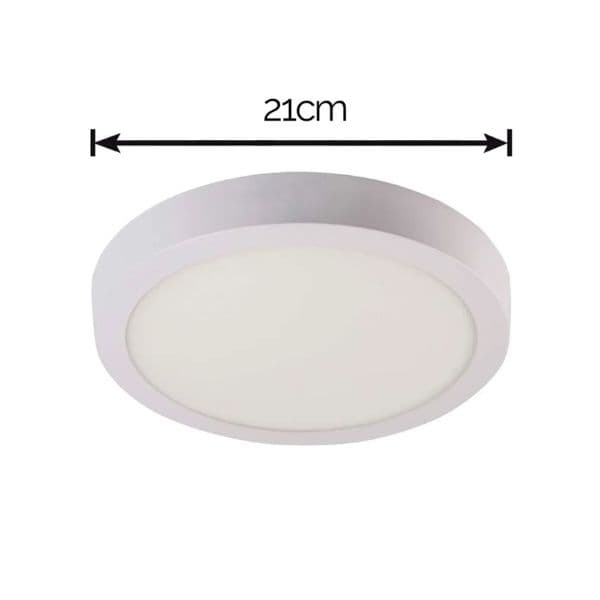 LUMINÁRIA PLAFON PAINEL LED SOBREPOR RD21,0CM P/VENTILADOR DE TETO - 18W3000K AMARELA B/BRANCA LYS 210CX210LXA26MM - LYS/ABS - foto 1 de 2
