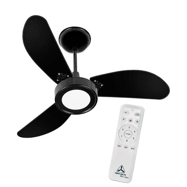 VENTILADOR DE TETO VENTI-DELTA LED 12W6500K INVERTER BIV110V-220V 55W 3PÁS MD PRETAS CONTROLE 6-VELOCIDADES