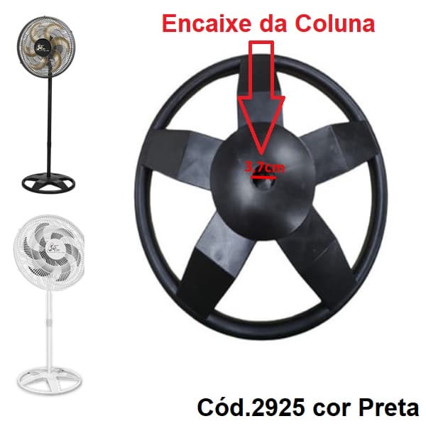 SUPORTE BASE REDONDA P/COLUNA VENTILADOR VENTI-DELTA NEW FREE OSC.40CM - PLASTICA PRETA E03,7CM - foto 1 de 3
