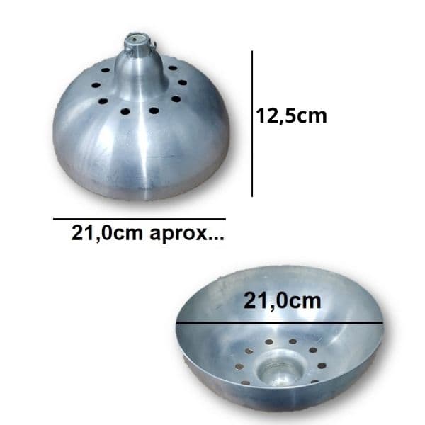 CANOPLA DE ALUMINIO INFERIOR OU SUPERIOR P/VENTILADOR DE TETO - DIÂMETRO 21CM SEM BUCHA / 2,0CM ENCAIXE COM BUCHA - COR ALUMÍNIO - foto 1 de 2