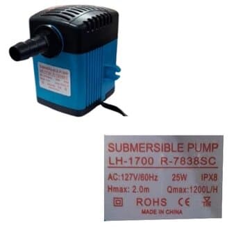 BOMBA DE AGUA 1200LH 110V025,0W HMAX 2,0m P/CLIMATIZADOR VENTISOL CLIN125LT 60HZ BICO-80MM - SUBMERSIBLE PUMP LH-1700 R-7838SC