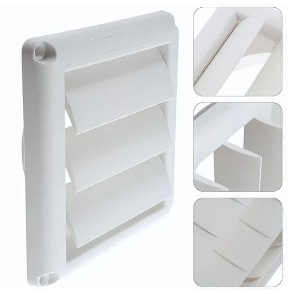 GRADE VENEZIANA 15X15CM 06,0" 150MM GRELHA AUTOFECHANTE PLÁSTICA BRANCA - P/VENTILAÇÃO DE SUPERFÍCIE S/TELA - VTN 6G MOLDURA 20,3CM