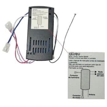 CONTROLE REMOTO P/VENTILADOR ALISEU INSPIRE RETRÁTIL-36 KIT-BIV110V-245V - MÓD.RECEPTOR AL431 QJ-14-15-JH 36C3Y-370*2 5510 35W + TRANSMISSOR-AL430