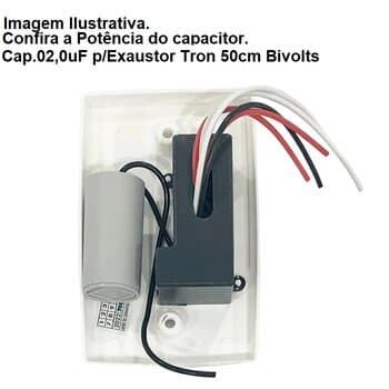 CHAVE P/EXAUSTOR TRON 50CM BIV C/CAP-04,0UF-250/450VAC - 1-TECLA LD + 1-TECLA REVERSÃO C/ESPELHO 4X2 BRANCO