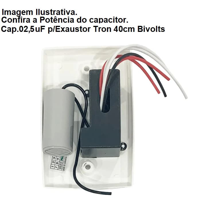 CHAVE P/EXAUSTOR TRON 40CM BIV C/CAP-02,5UF-250/450VAC - 1-TECLA LD + 1-TECLA REVERSÃO C/ESPELHO 4X2 BRANCO - foto 1 de 2
