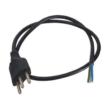 CABO CHICOTE RABICHO CORDÃO ELÉTRICO 0,80/1,20MT 3-PINOS MACHO 10A - COR PRETA - SANDUICHEIRA VENTISOL AGRATTO