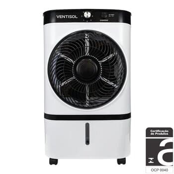 CLIMATIZADOR DE AR 009LT 110V065W VENTISOL VAZÃO-300M3/H ATÉ 15M2 UMIDIFICADOR PORTÁTIL CLI09-01 3-VEL BCO/PTO