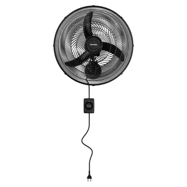 VENTILADOR DE PAREDE 050CM VENTISOL NEW 110V130W PRETO HEL-3PÁS G/PL CONTROLE 3-VEL