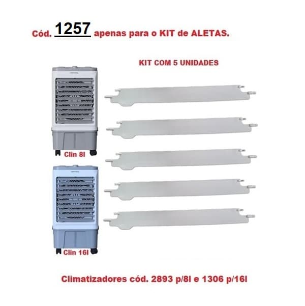 Aletas Horizontais 05UN-Soltas P/Climatizador Ventisol CLIN08LT CLIN16LT CINZA -*Apenas Aletas SEM/Suportes Fixadores Laterais - Regula Saída de Ar