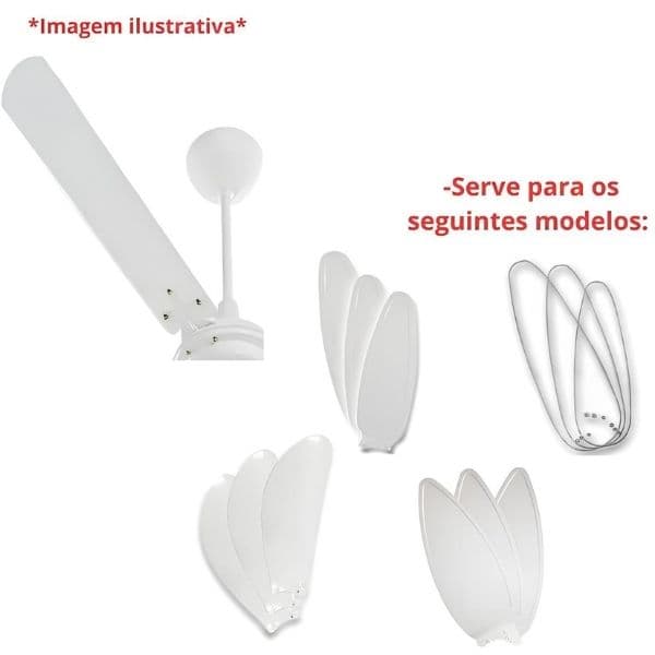 PA HELICE P/VENTILADOR DE TETO VENTISOL WIND LIGHT PETALOS - KIT 03PAS MDF BRANCA + 3-GARRAS/SUPORTE + 9-PARAFUSOS C/9-PORCAS - foto 1 de 2