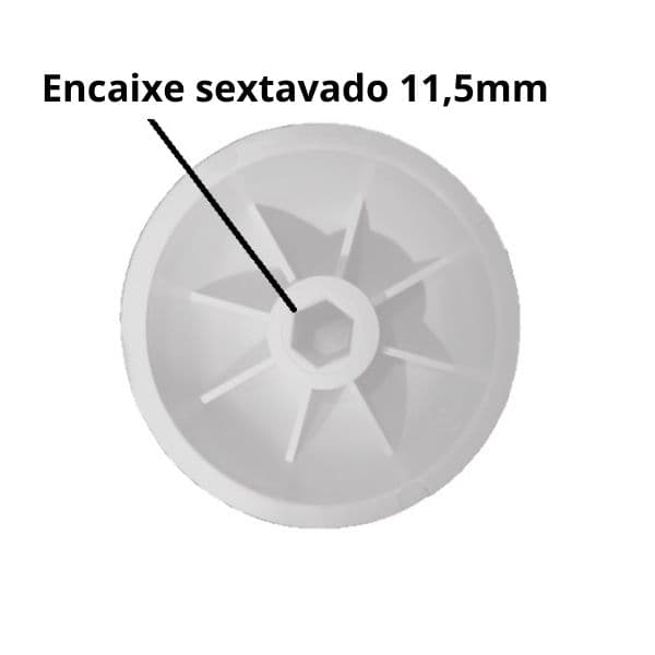 CARAMBOLA ENCAIXE E11,5MM SEXTAVADO P/ESPREMEDOR DE FRUTAS ARNO ANTIGO - LUCRE ANTIGO - PLASTICA COR BRANCA - PST - foto 1 de 2