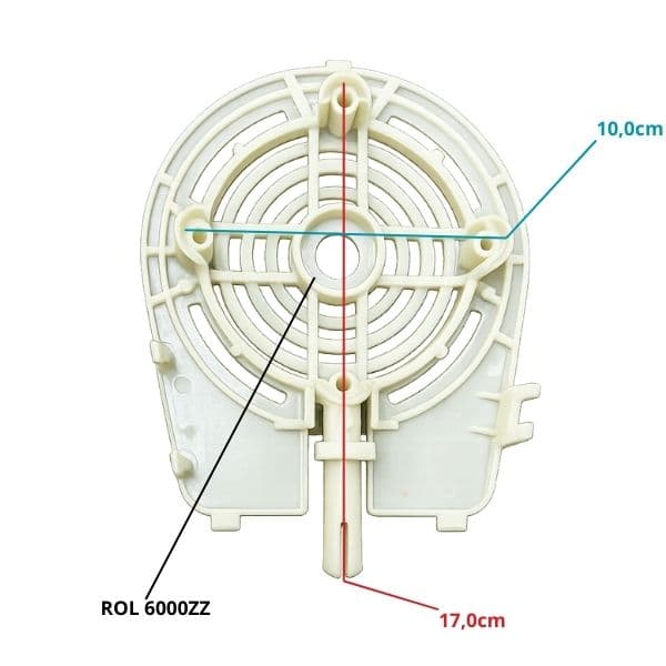 Tampa do Motor Ventilador Tron Osci AT 50/60cm - Base Dianteira de Nylon c/Cabo Oscilante Branca - Encaixe p/Rol-6000ZZ - foto 1 de 2